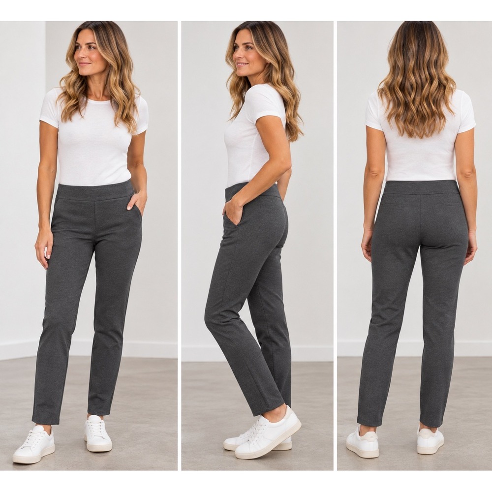Theory Shawn C2 Luxe Ponte Pants Charcoal Gray Slim Leg Pull On Leggings Medium